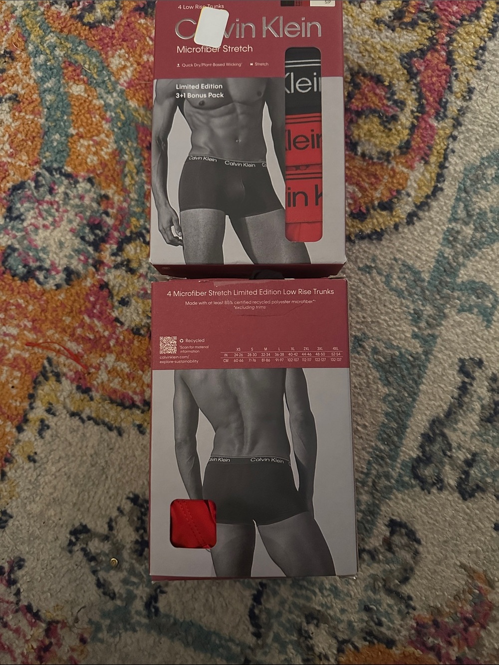 Calvin Klein Men’s Microfiber Stretch Low-Rise Trunks in Red